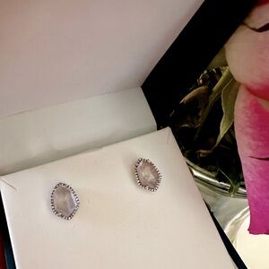 Diamond Rose Quartz Earrings